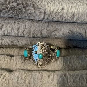 Silver and turquoise costume native/ boho bracelet
